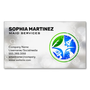 House Chores Cleaning Icons   Soap Bubbles Magnetic Business Card