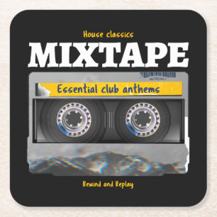House Classics Mixtape Club Anthems Square Paper Coaster