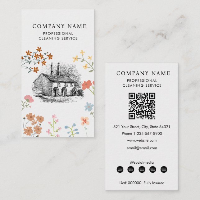 House Cleaner Cleaning Services Professional  Business Card (Front/Back)