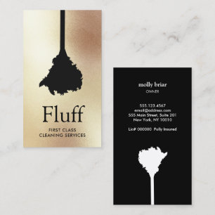 House Cleaner Gold Feather Duster Cleaning Service Business Card