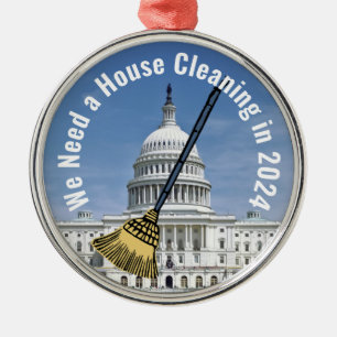 House Cleaning 2024 Election Metal Ornament