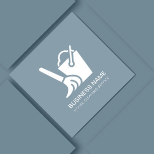 House Cleaning Bucket Logo Dusty Blue  Square Business Card