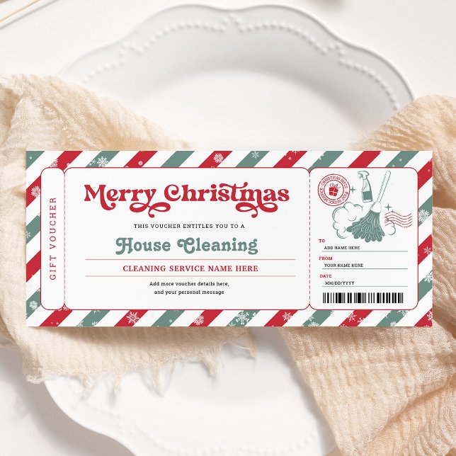 House Cleaning Christmas Gift Certificate Ticket Invitation (Creator Uploaded)
