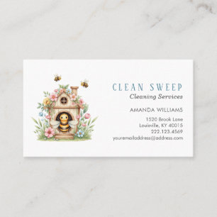 House Cleaning Home Services Bee Business Card