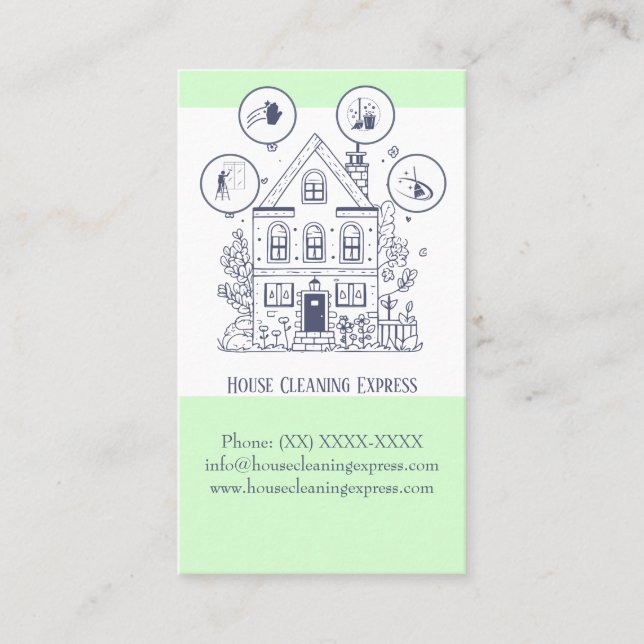 House Cleaning Home Services Charming Business Car Card (Front)