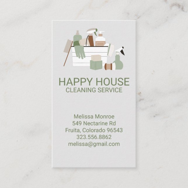 House Cleaning Home Services Charming Business Card (Front)