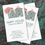 House Cleaning Home Services Charming Business Card<br><div class="desc">Illustrated with a sweet house. Perfect business card for house cleaning services and other home maintenance businesses. The card is single sided but feel free to change to a double sided version. Change the text, font and colours of this customizable business card. Hand drawn by me. Check my shop for...</div>