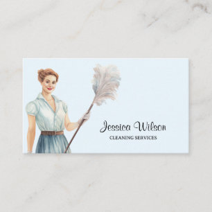 House Cleaning Housekeeping Retro Maid Service  Business Card