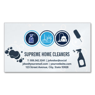 House Cleaning Icons   Cleaner Tools  Magnetic Business Card