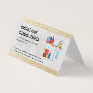 House Cleaning Icons   Mable Wood Background Business Card