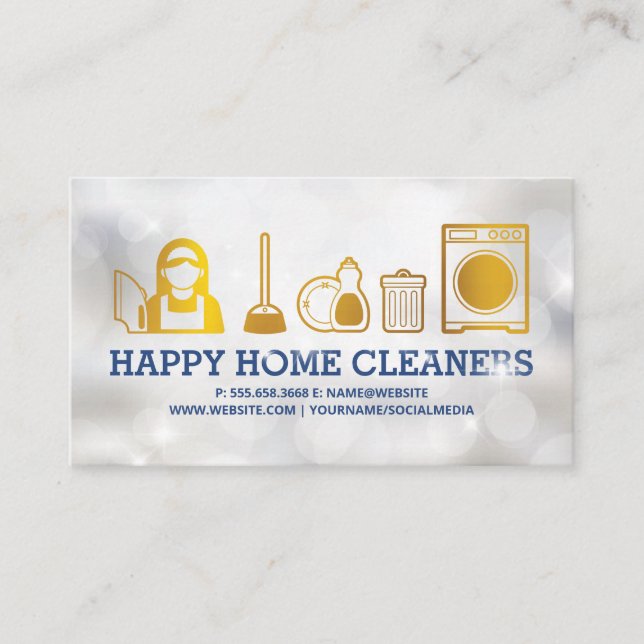 House Cleaning Icons | Sparkles Business Card (Front)