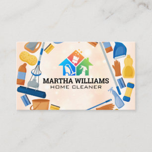 House Cleaning Logo Cleaner Equipment Business Card