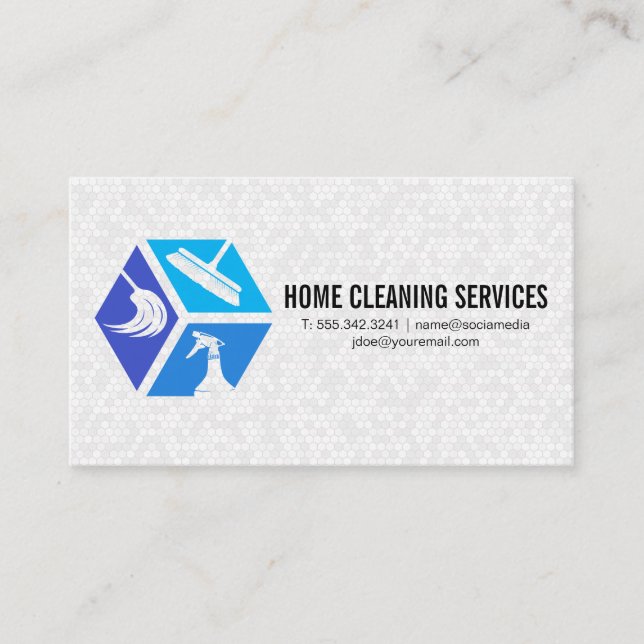 House Cleaning Logo | Tiling Bath Business Card (Front)