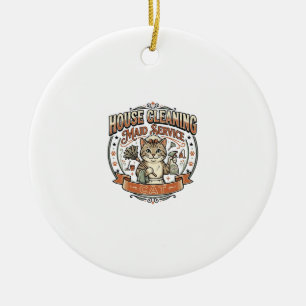 House Cleaning Maid Service Cat House Cleaning Mai Ceramic Ornament