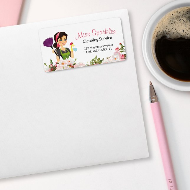 House Cleaning Maid Service Floral Business Label (Creator Uploaded)