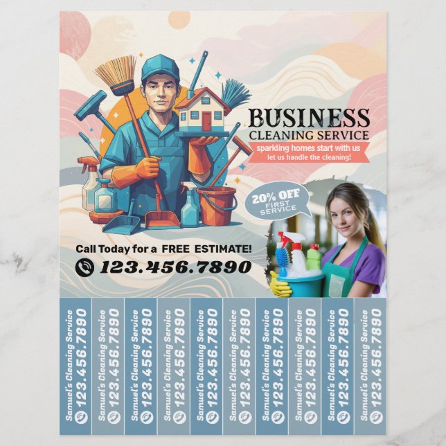 House cleaning Maid Service Flyer Tear Off Strips (Front)