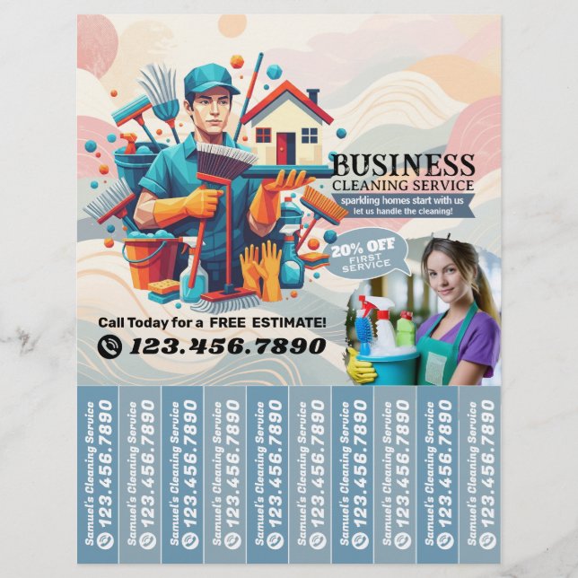 House cleaning Maid Service Flyer Tear Off Strips (Front)