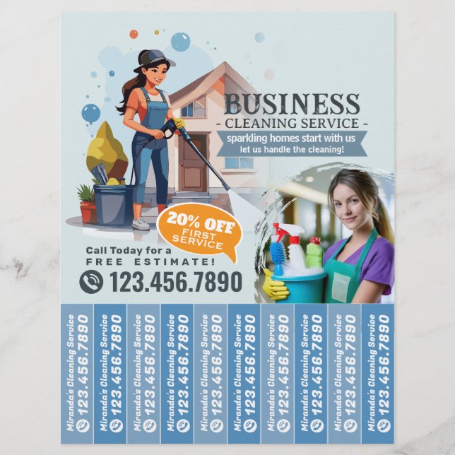House cleaning Maid Service Flyer Tear Off Strips (Front)