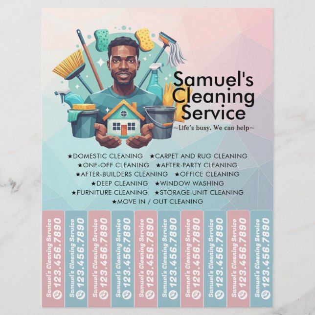 House cleaning Maid Service Flyer Tear Off Strips (Front)