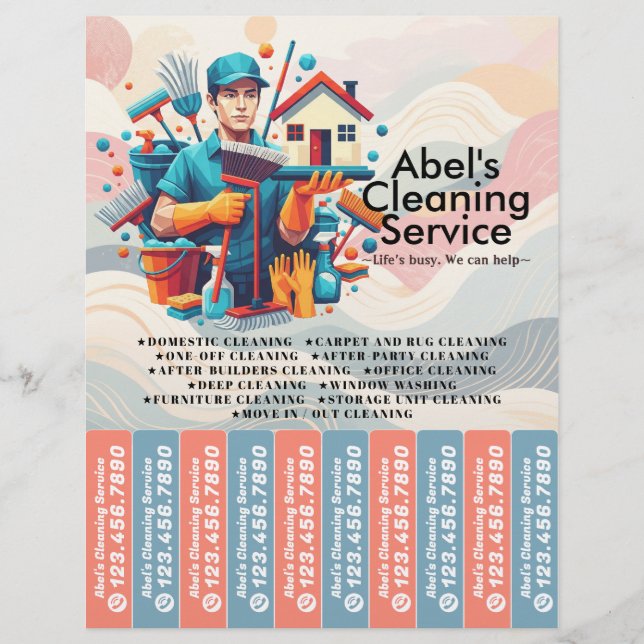 House cleaning Maid Service Flyer Tear Off Strips (Front)