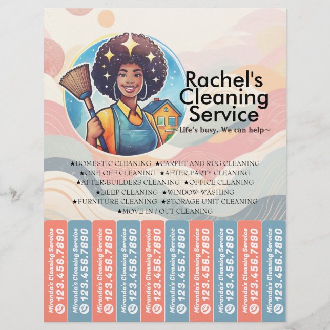 House cleaning Maid Service Flyer Tear Off Strips (Front)