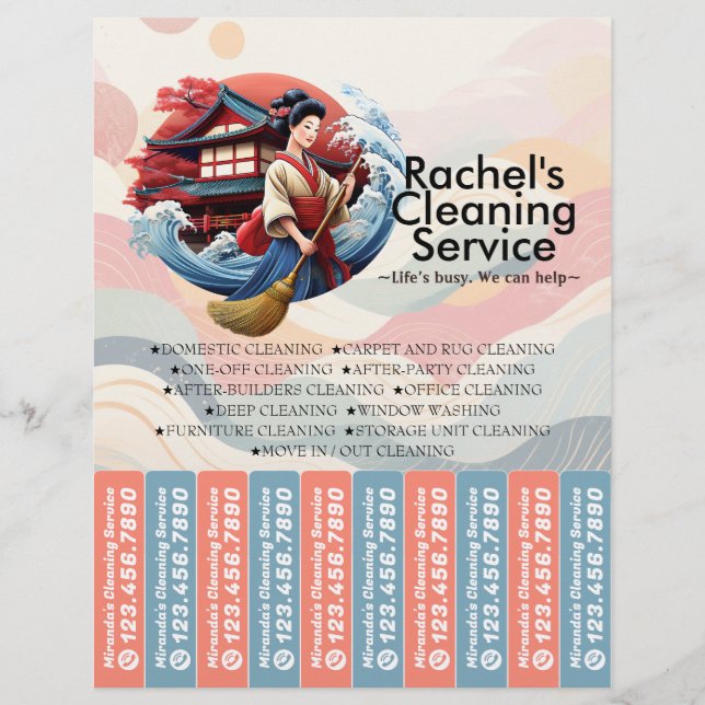 House cleaning Maid Service Flyer Tear Off Strips (Front)