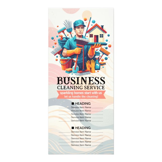 House Cleaning Maid Service Housekeeping Price Rack Card (Front)