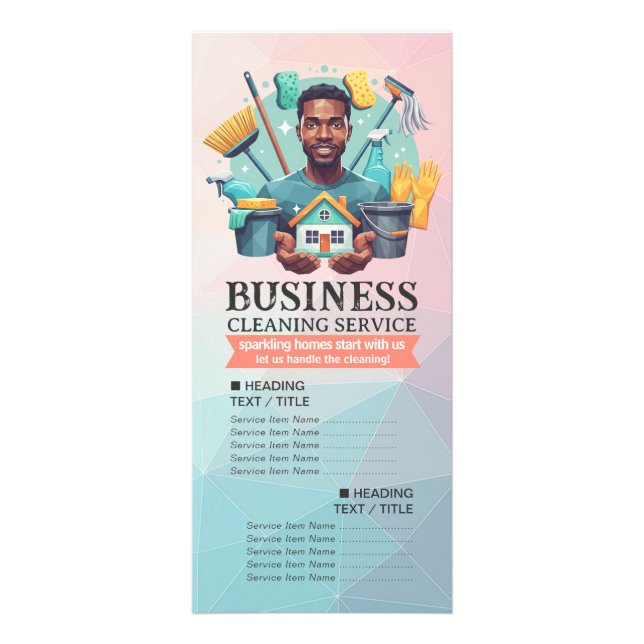 House Cleaning Maid Service Housekeeping Price Rack Card (Front)