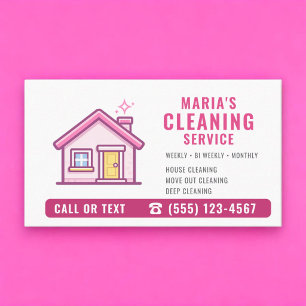 House Cleaning Maid Service Pink  Business Card