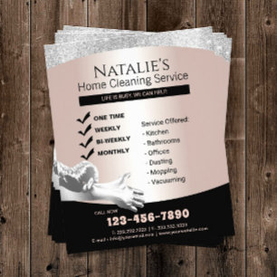 House Cleaning Maid Service Silver & Rose Gold Flyer