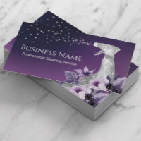House Cleaning Modern Silver Spray Purple Floral