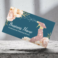 House Cleaning Rose Gold Spray Modern Floral Teal