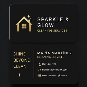 House Cleaning Service Black Gold Professional Business Card