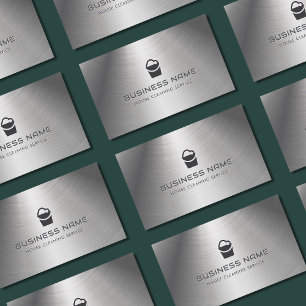 House Cleaning Service Bucket Logo Metal Business Card