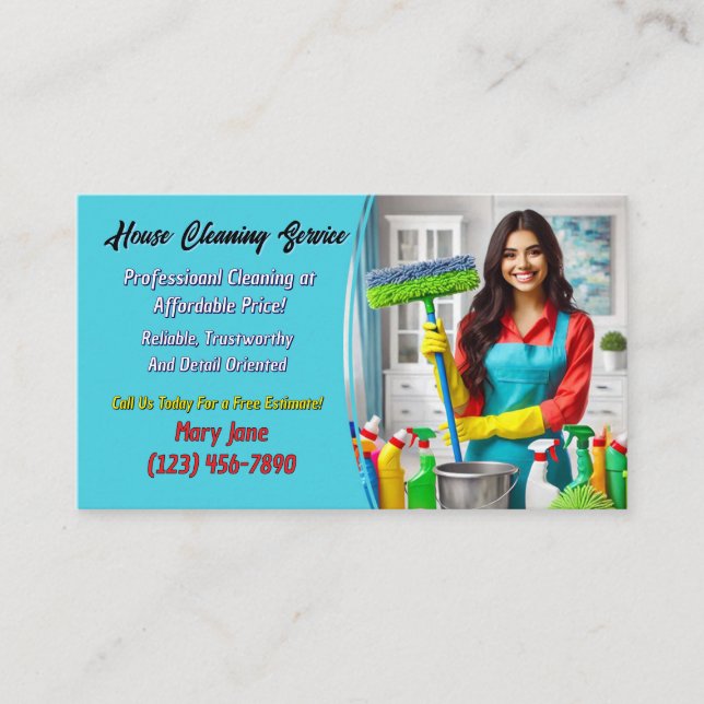 House Cleaning Service Business Cards (Front)