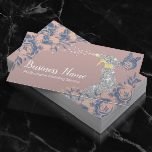 House Cleaning Service Dusty Rose Vintage Floral Business Card