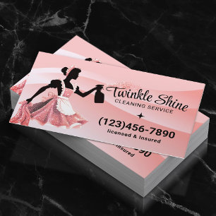 House Cleaning Service Elegant Pastel Curves Business Card