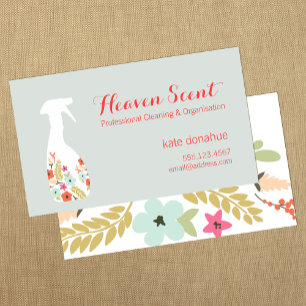 House Cleaning Service Floral Spray Bottle Business Card