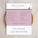House Cleaning Service Flyer<br><div class="desc">A Flyer in pink and grey tones with an illustration of a broom and its stars. It is fully customizable and can be suitable for activities such as house cleaning,  janitorial,  maid,  etc.</div>