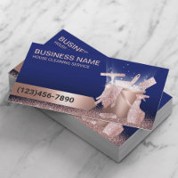 House Cleaning Service Modern Blue & Rose Gold
