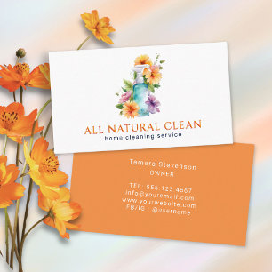House Cleaning Service Natural Floral Business Card