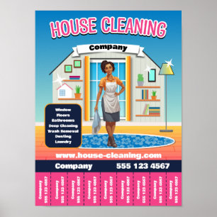 House Cleaning Service Pink Poster