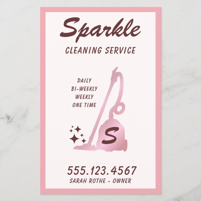 House Cleaning Service Rose Gold Vacuum Cleaner  Flyer (Front)