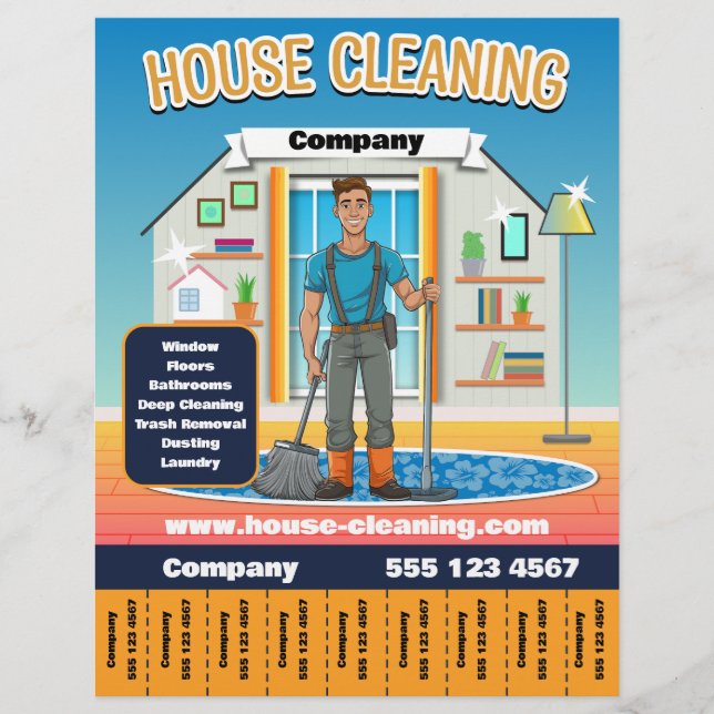 House Cleaning Service Template Orange Flyer (Front)