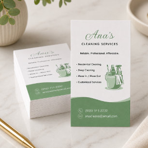 House Cleaning Services Green Business Card