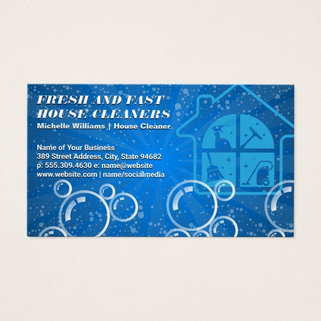 House Cleaning Services Logo | Soap Bubbles (Front)