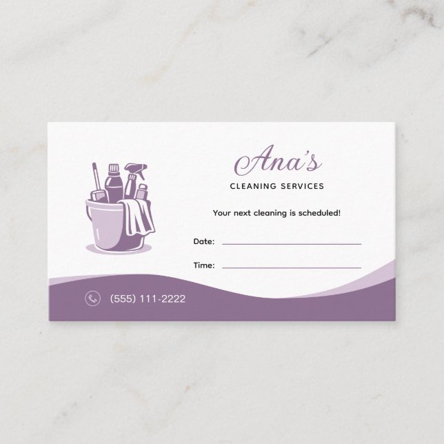 House Cleaning Services Mauve Appointment Card (Front)