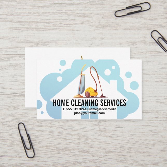 House Cleaning Services | Vacuums  Business Card (Front/Back In Situ)