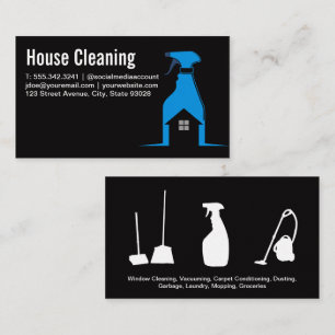 House Cleaning   Spray Bottle Home Logo Business Card