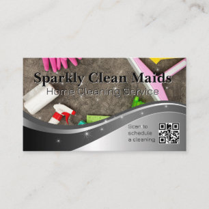 House Cleaning Tools   Qr Code Business Card